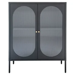 Adelaide vitrineskap rillet glass sort 90 x 35 x 120cm
