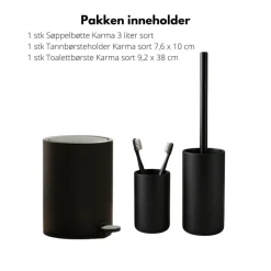 Baderomssett Karma sort 3 deler
