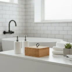 Boks bambus med skinnstropp 15 x 15 x 7 cm