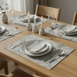 Bordbrikke løv grå