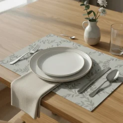 Bordbrikke løv grå