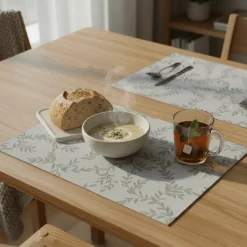 Bordbrikke løv grå