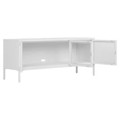 Brisbane TV-benk 3 glassdører hvit stål 130x40x55 cm