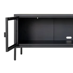 Brisbane TV-benk 3 glassdører sort stål 130x40x55 cm