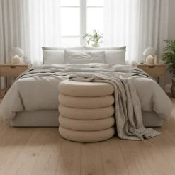 Brooklyn puff med lagring beige ø44 cm