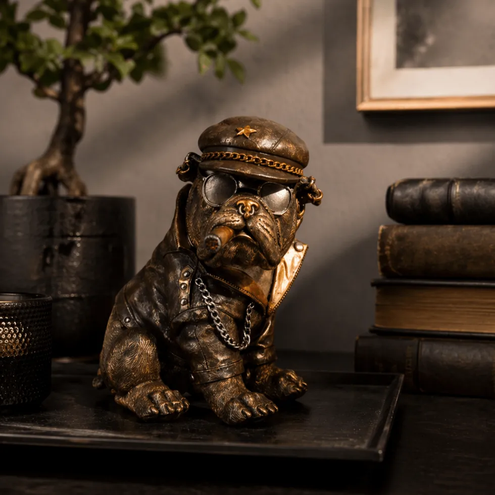 Bulldog med sigar dekorfigur