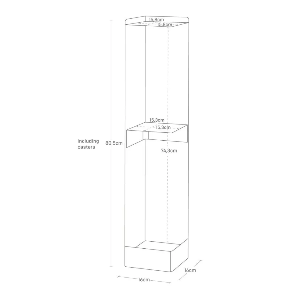 Diskré toalettpapirholder med hjul hvit 80,5 cm