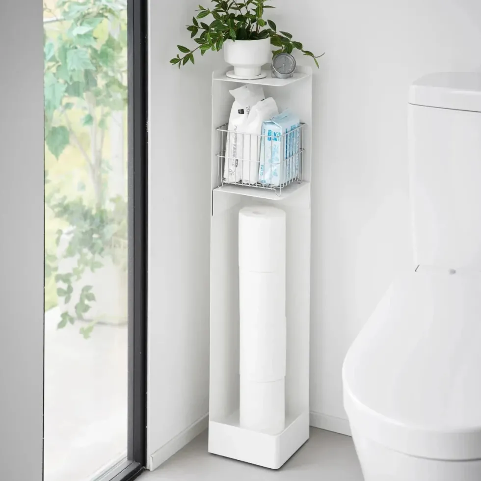 Diskré toalettpapirholder med hjul hvit 80,5 cm