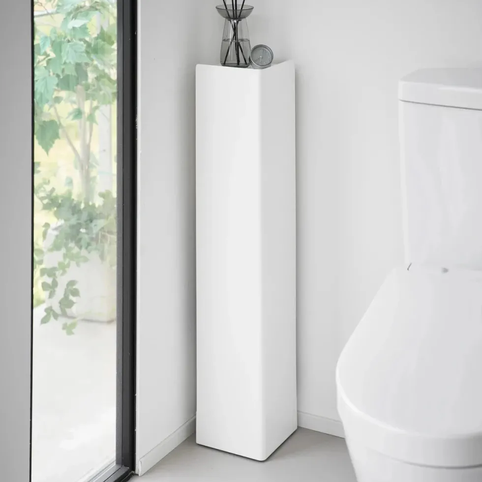 Diskré toalettpapirholder med hjul hvit 80,5 cm