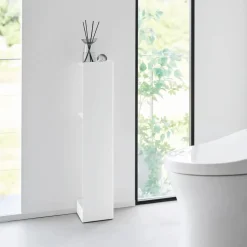 Diskré toalettpapirholder med hjul hvit 80,5 cm