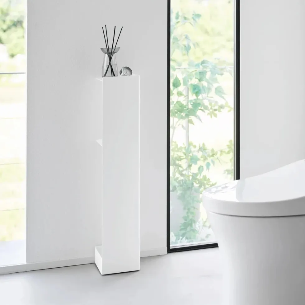Diskré toalettpapirholder med hjul hvit 80,5 cm