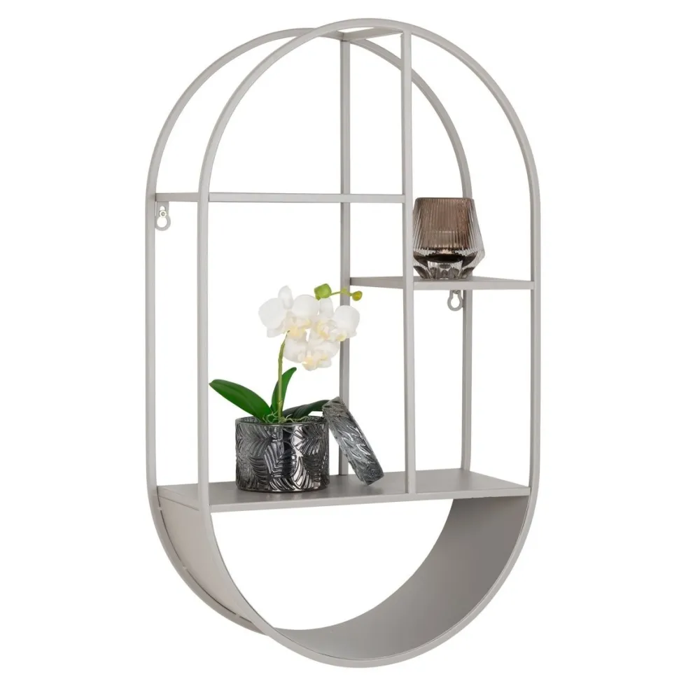 Feira vegghylle oval stål kjølig grå 35 x 15 x 60 cm