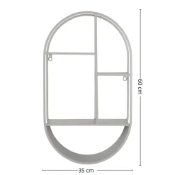 Feira vegghylle oval stål kjølig grå 35 x 15 x 60 cm