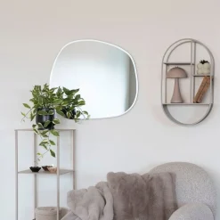 Feira vegghylle oval stål kjølig grå 35 x 15 x 60 cm