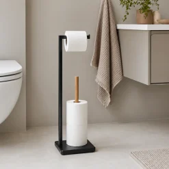 Frittstående toalettpapirholder med reserve Natureo sort