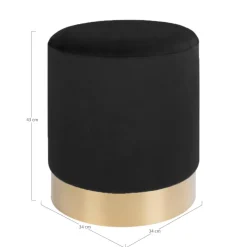 Gamby puff sort fløyel ø34 cm