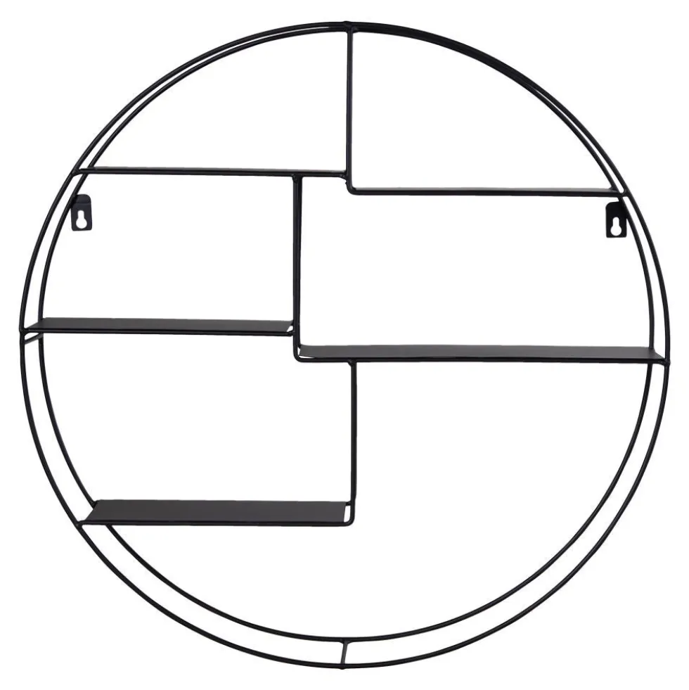 Genk vegghylle stål sort diameter 47 x 10 cm