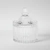 Glasskrukke stripet med lokk 6,5 x 9 cm
