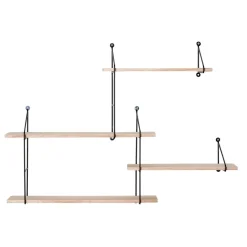 Harlem vegghylle sort metall/natur tre 99 cm