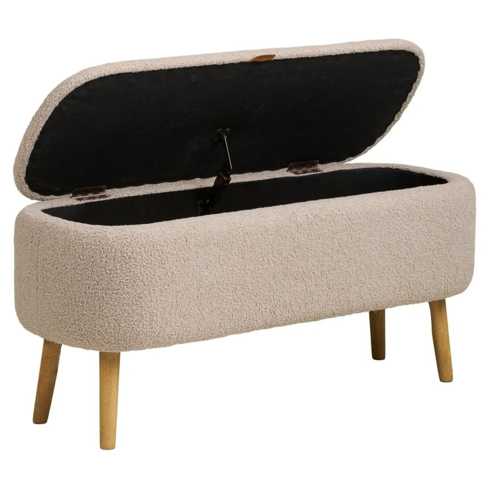 Harlow benk med oppbevaring bouclé beige 95 x 37 x 45 cm