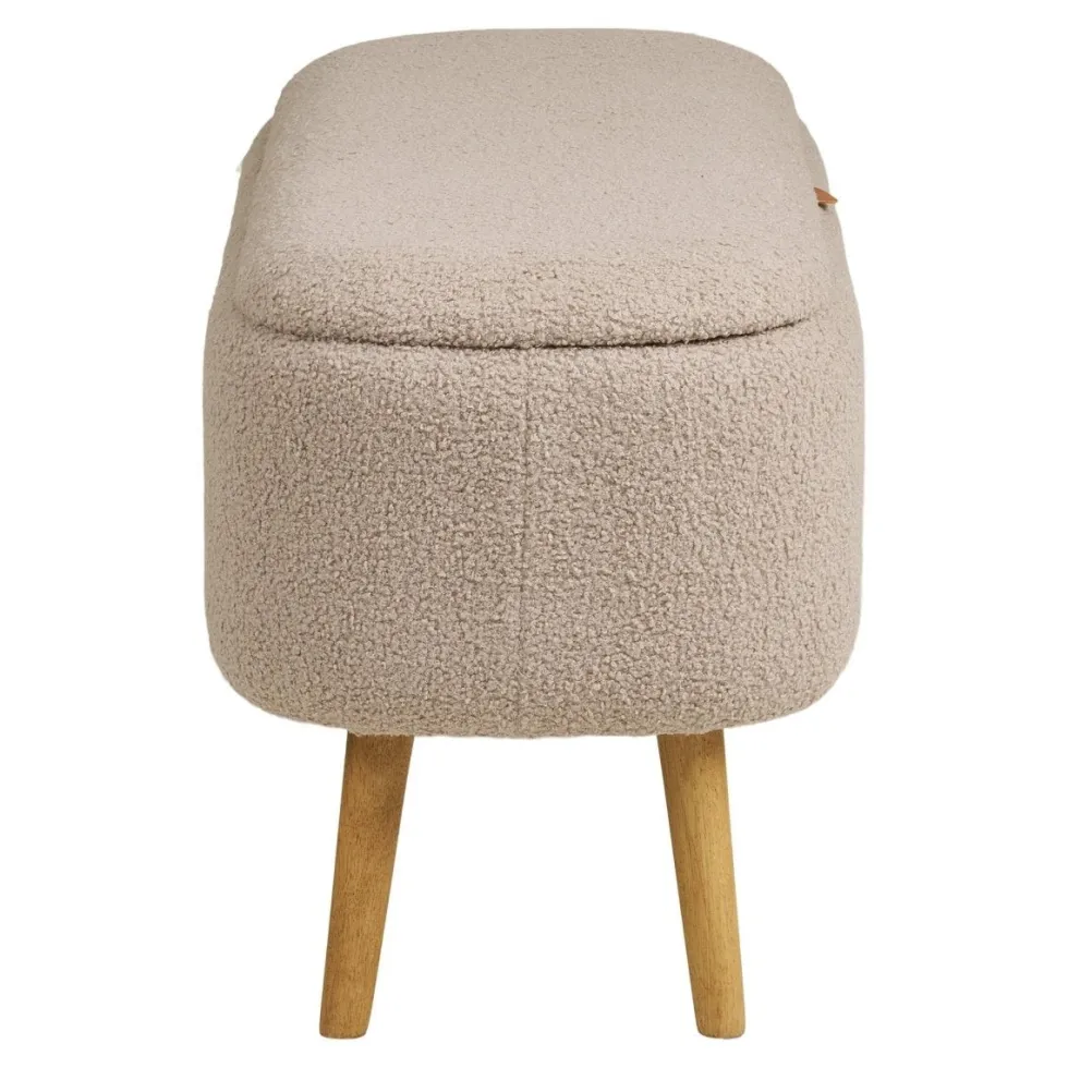 Harlow benk med oppbevaring bouclé beige 95 x 37 x 45 cm
