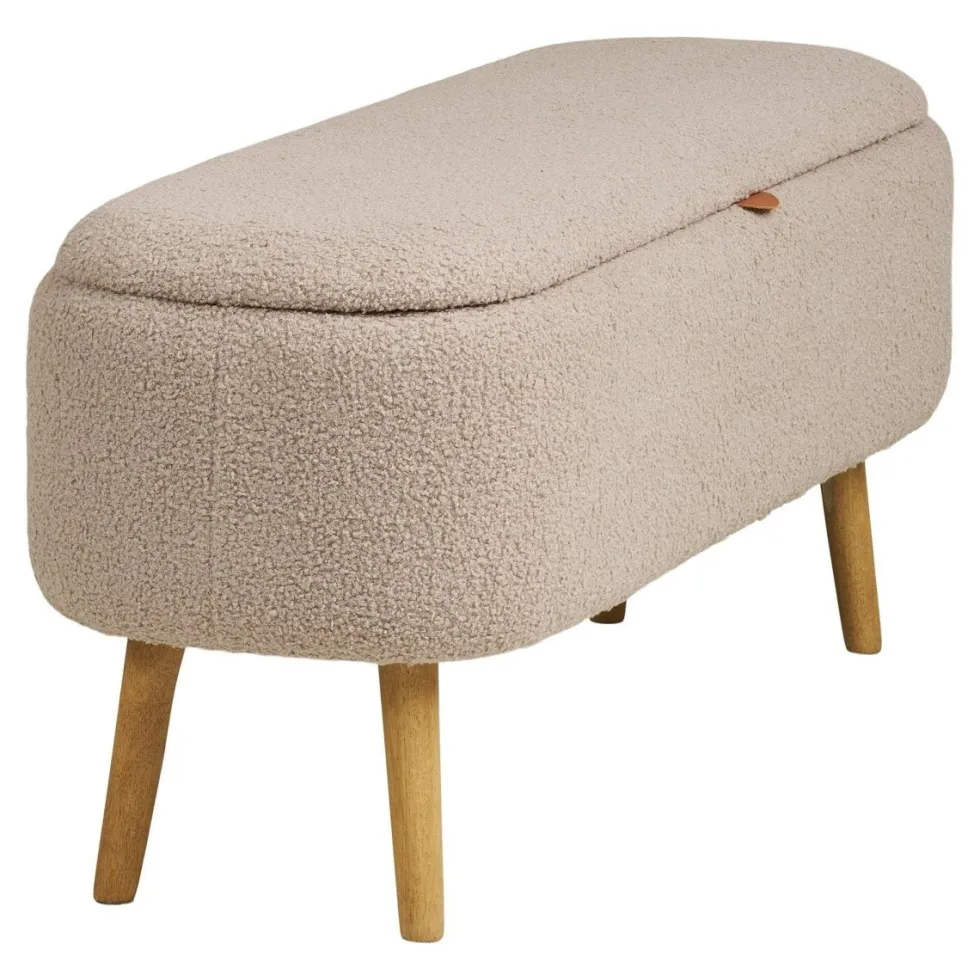 Harlow benk med oppbevaring bouclé beige 95 x 37 x 45 cm