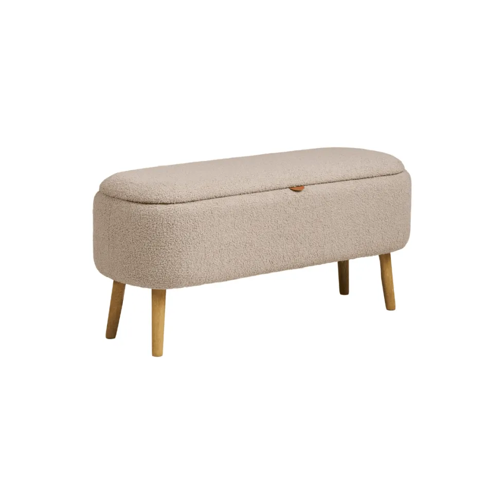 Harlow benk med oppbevaring bouclé beige 95 x 37 x 45 cm
