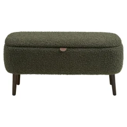 Harlow benk med oppbevaring teddy grønn 95x37x45 cm