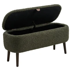 Harlow benk med oppbevaring teddy grønn 95x37x45 cm