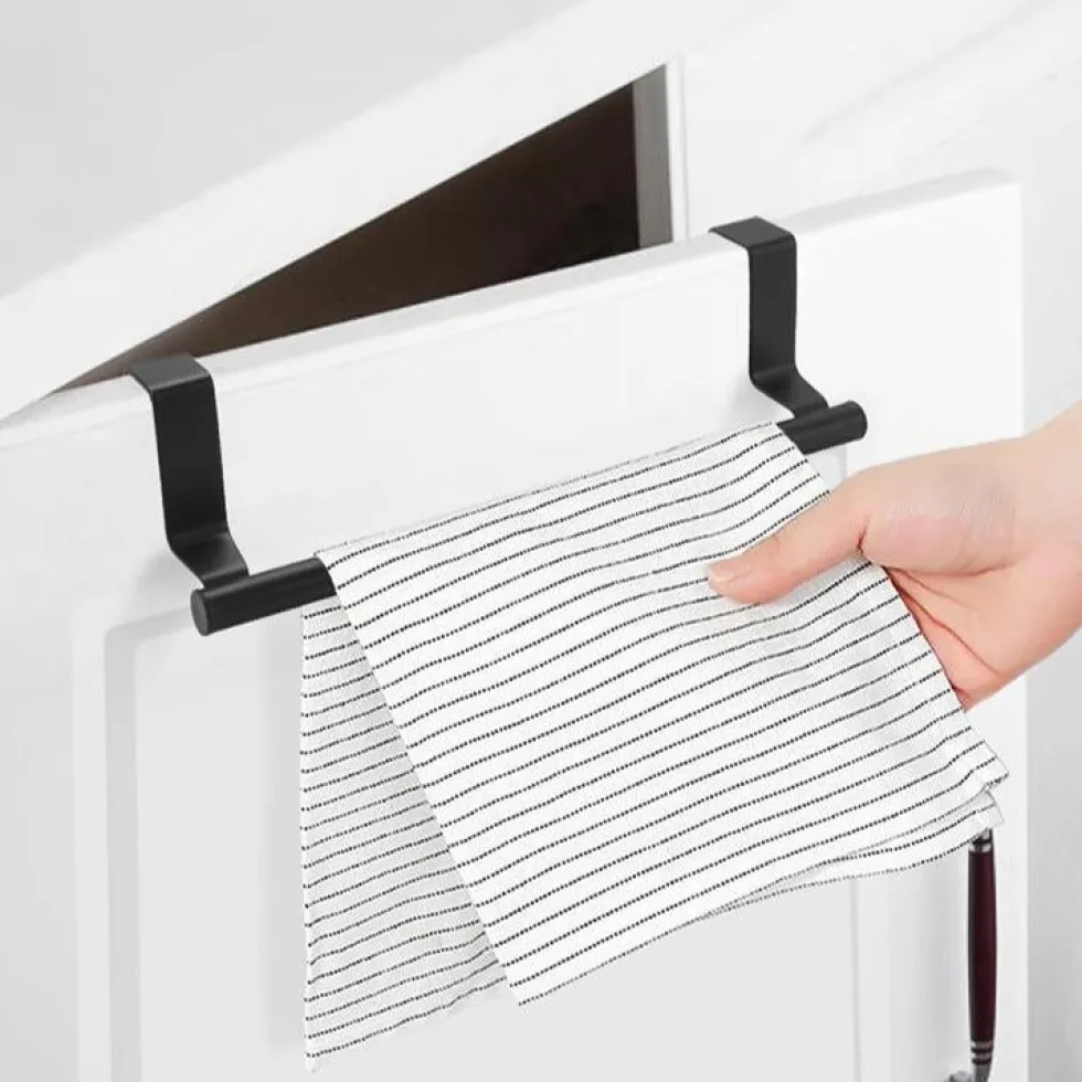 Håndkleholder, sort rustfritt metall