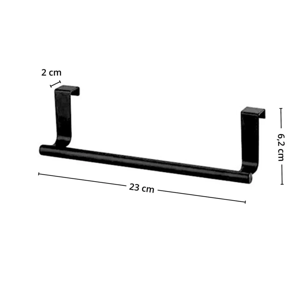 Håndkleholder, sort rustfritt metall
