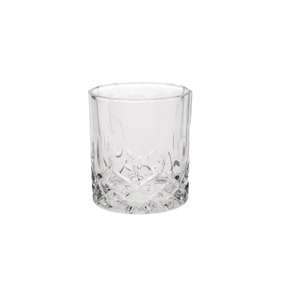 Karaffelsett i slipt glass med fire whiskyglass