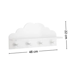 Knaggrekke med hylle og 4 knagger Cloud hvit