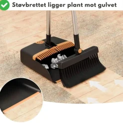 Kost og støvbrett, med støvfanger