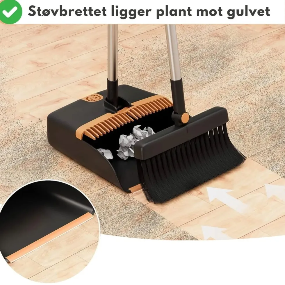 Kost og støvbrett, med støvfanger