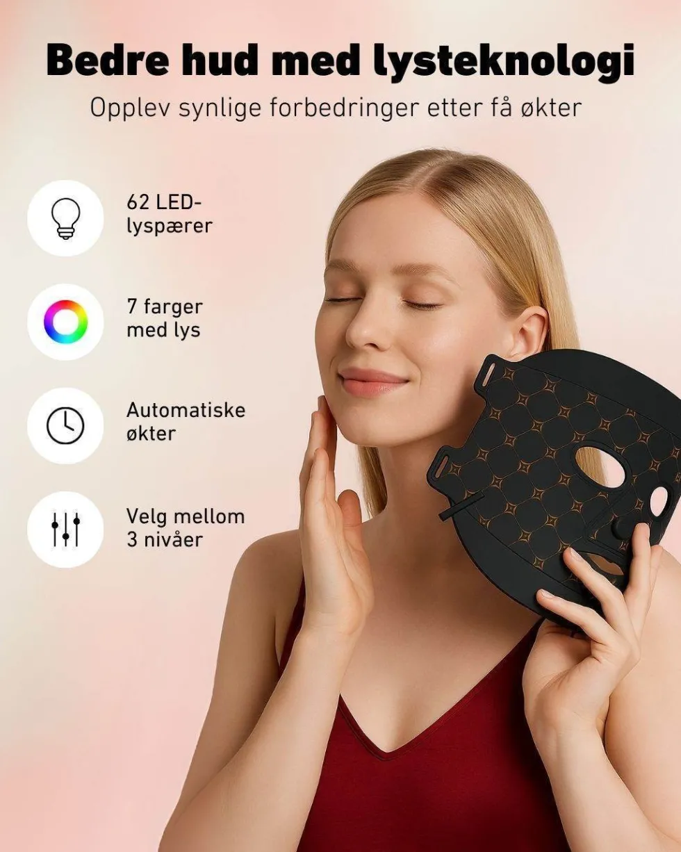 LED-lysmaske til ansikt mot akne, rynker og pigmentflekker