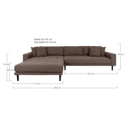 Lido Lounge sofa brun, venstrevendt