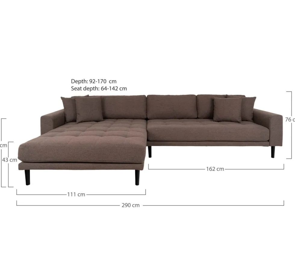 Lido Lounge sofa brun, venstrevendt