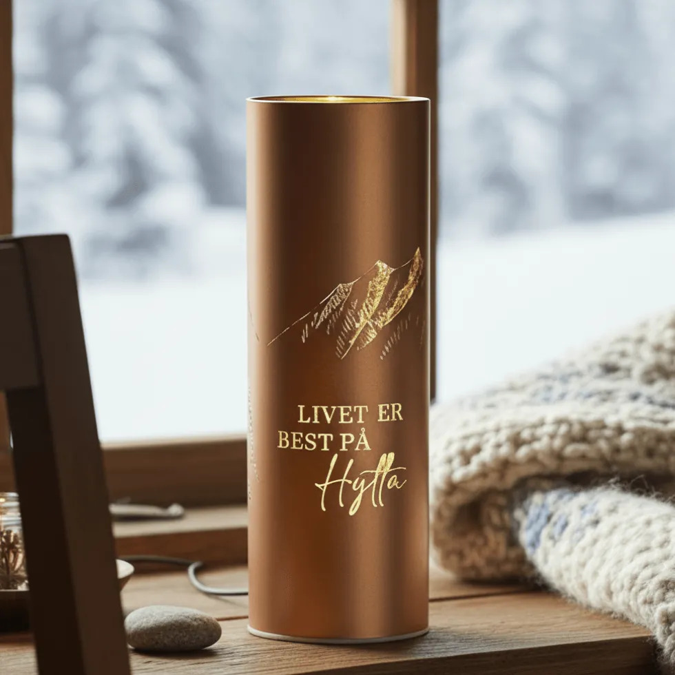 Lyslykt LED Livet på hytta brun 9 x 25 cm