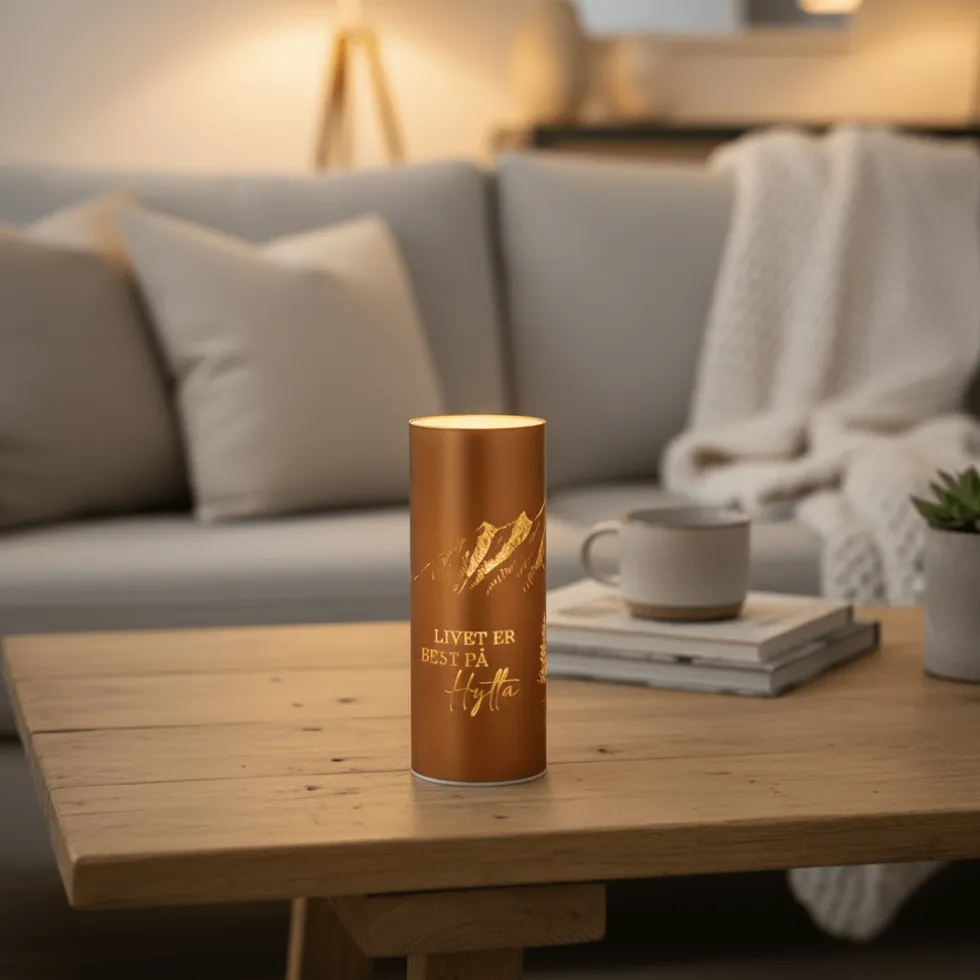 Lyslykt LED Livet på hytta brun 8 x 20 cm
