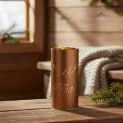 Lyslykt LED Livet på hytta brun 7 x 15 cm