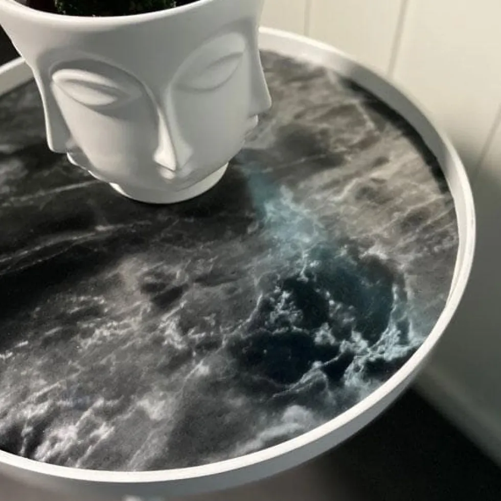 Marmor romeo sort/sølv kontaktplast