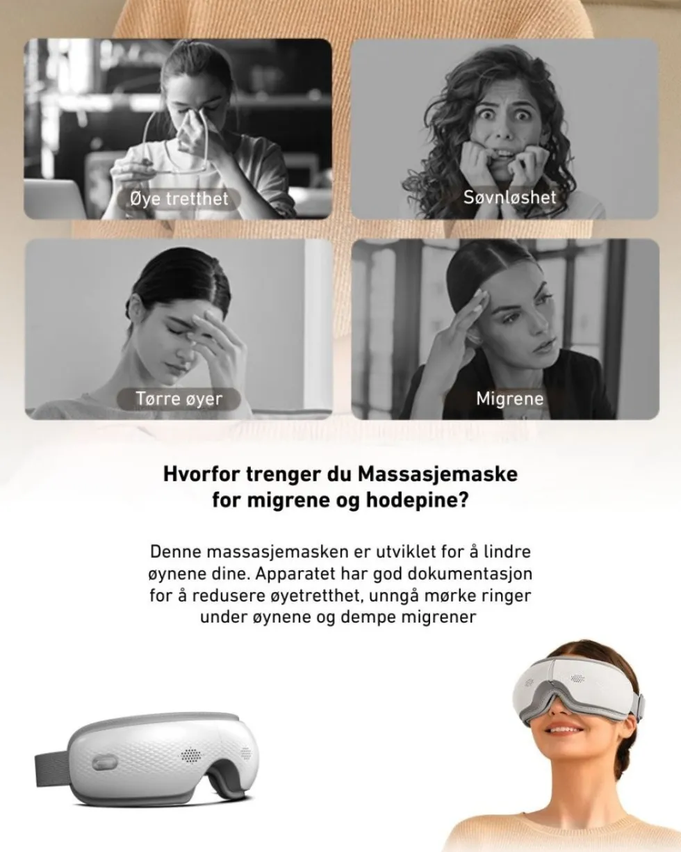 Massasjemaske for migrene og hodepine