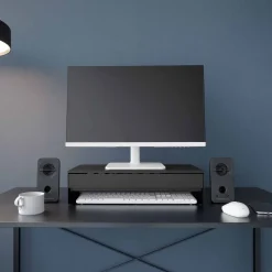 Monitorstativ med skuff sort 50 x 24 x 12,8 cm
