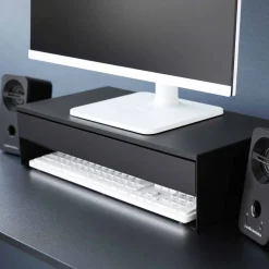Monitorstativ med skuff sort 50 x 24 x 12,8 cm