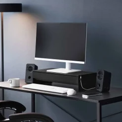 Monitorstativ med skuff sort 50 x 24 x 12,8 cm