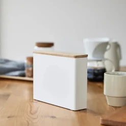 Oppbevaring for kaffefilter med holder hvit