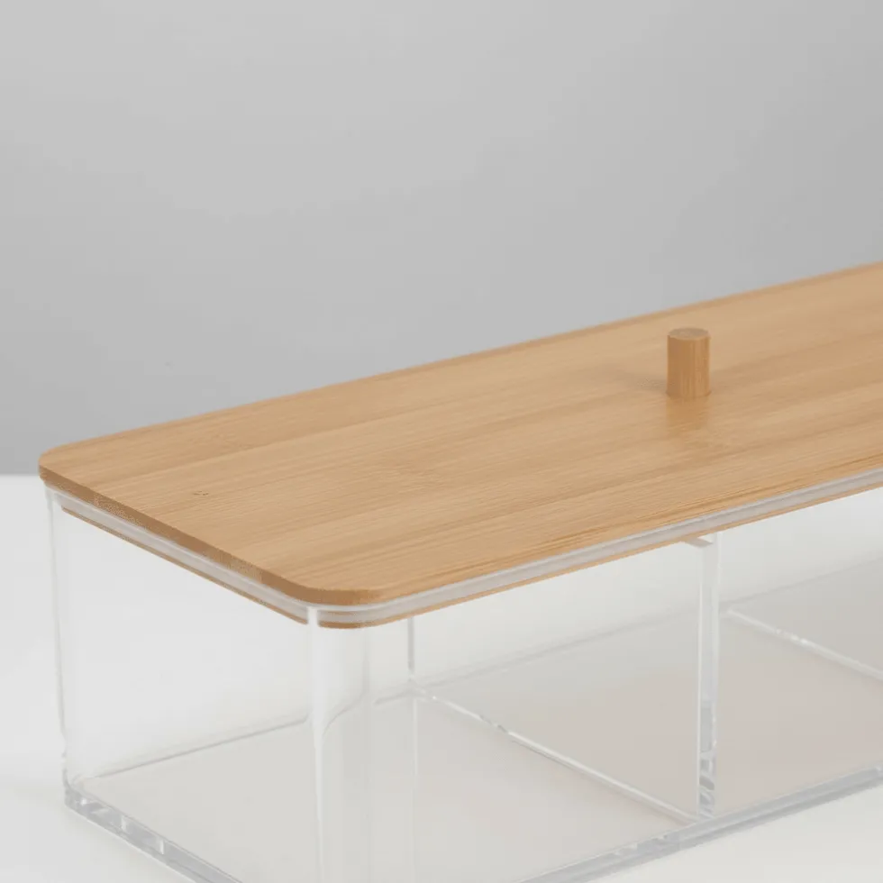 Oppbevaringsboks med bambuslokk 23 x 9,5 x 6,5 cm