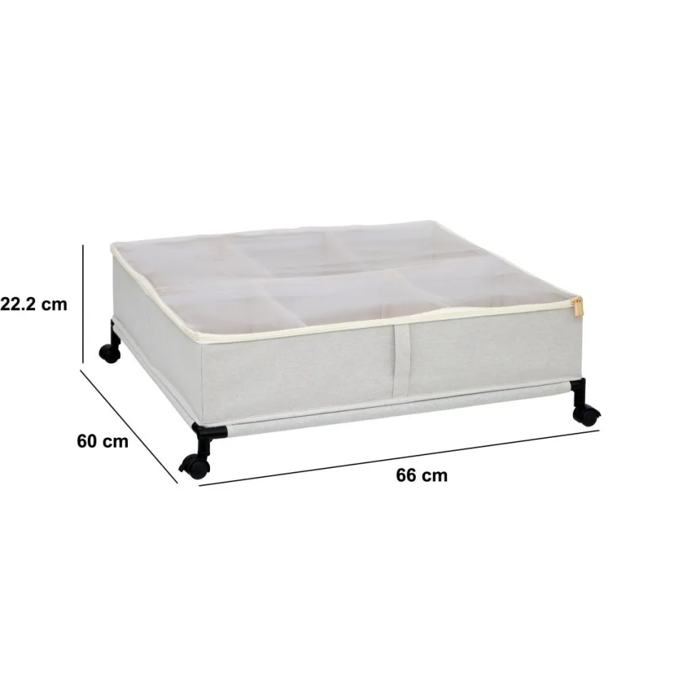Oppbevaringsboks under seng med hjul beige 66 x 60 cm