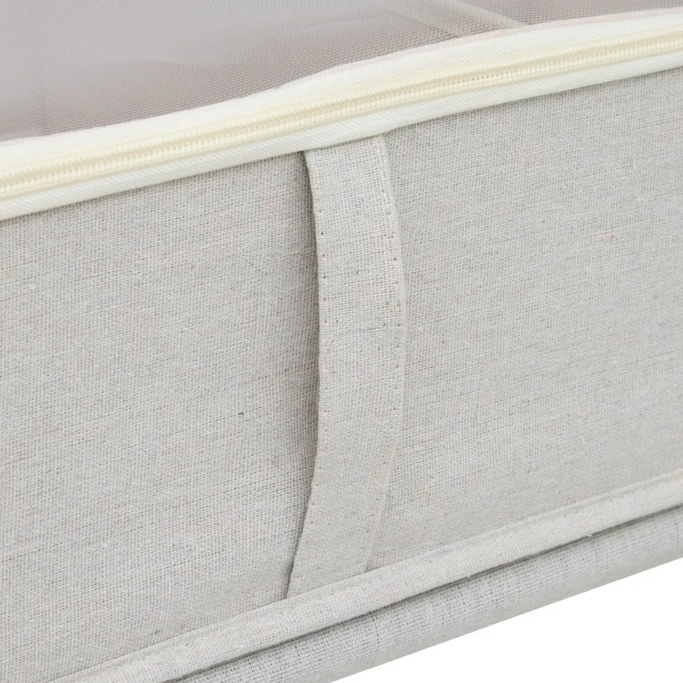 Oppbevaringsboks under seng med hjul beige 66 x 60 cm